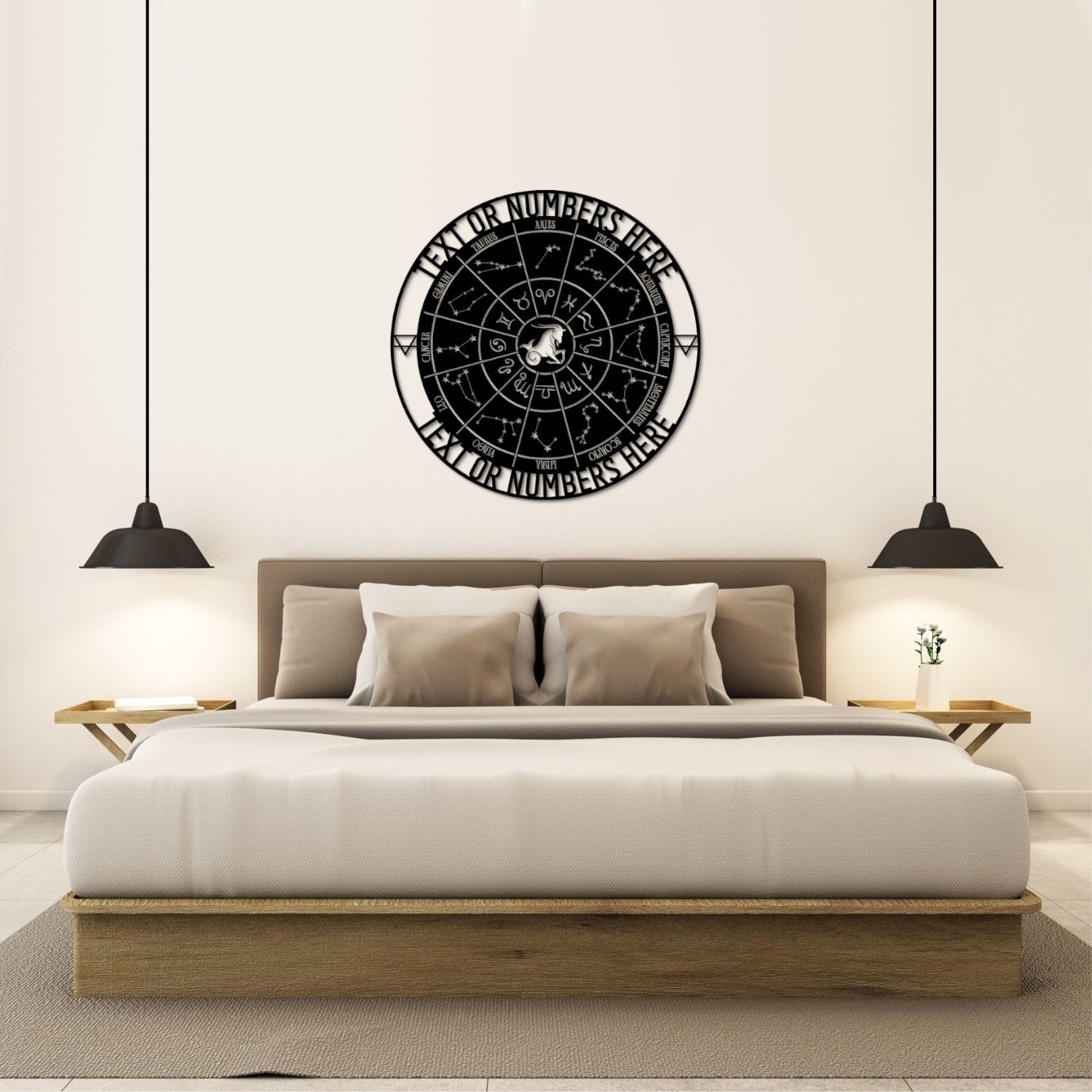 Personalized Capricorn Zodiac Wheel Metal Sign | Custom Made Astrology Wall Decor | Celestial Gifts | Decorative Capricorn Star Sign Hanging