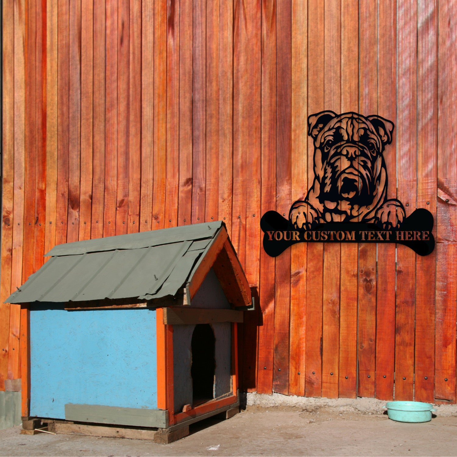 Personalized American Bulldog Name Metal Sign. Customizable Dog Owner Wall Decor Gift. Bulldog Portrait Wall Hanging. Dog House Yard Sign