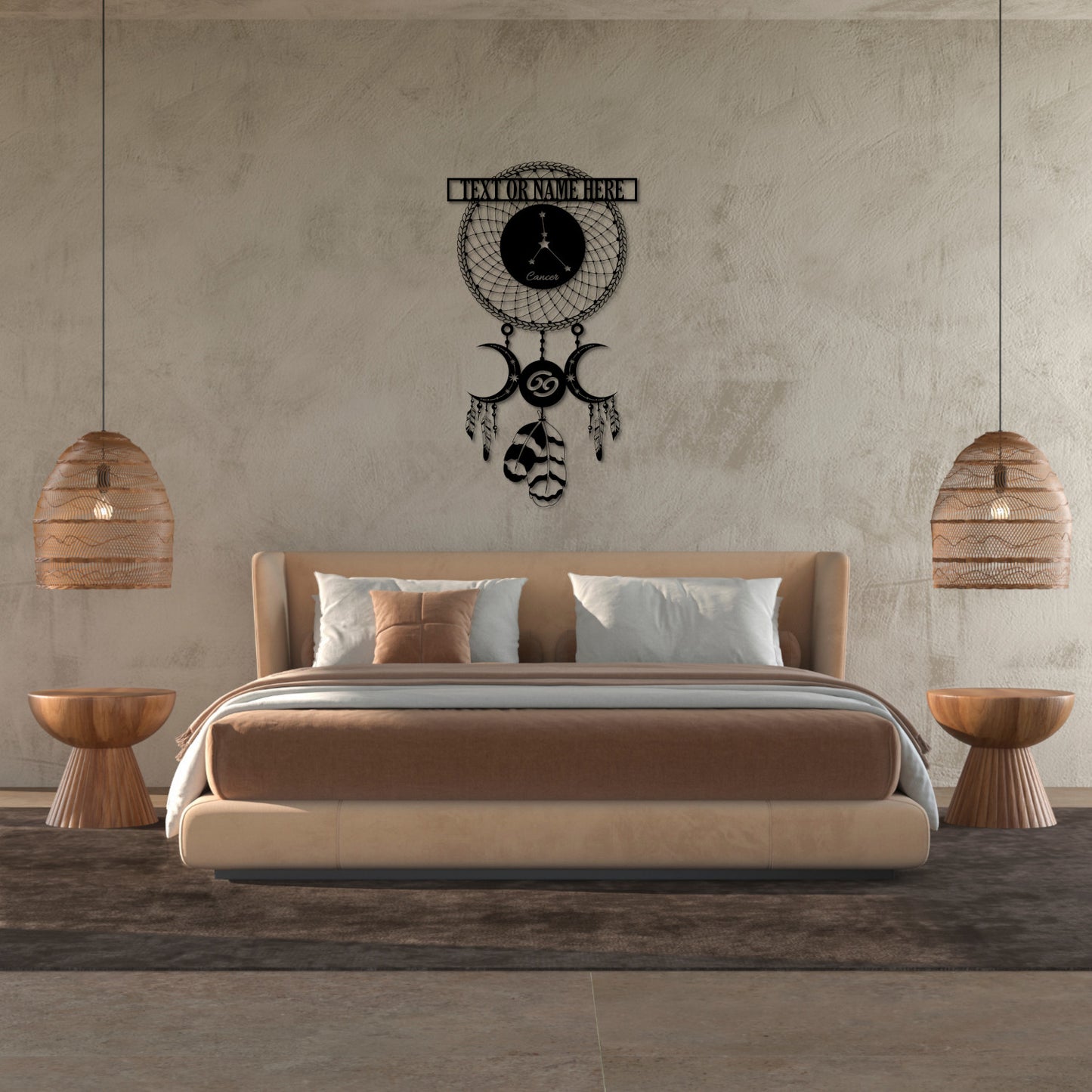 Personalized Cancer Naem Metal Sign | Custom Zodiac Horoscope Name Gift | Cancer Constellation Bedroom Decor | Dreamcatcher Astrology Gift