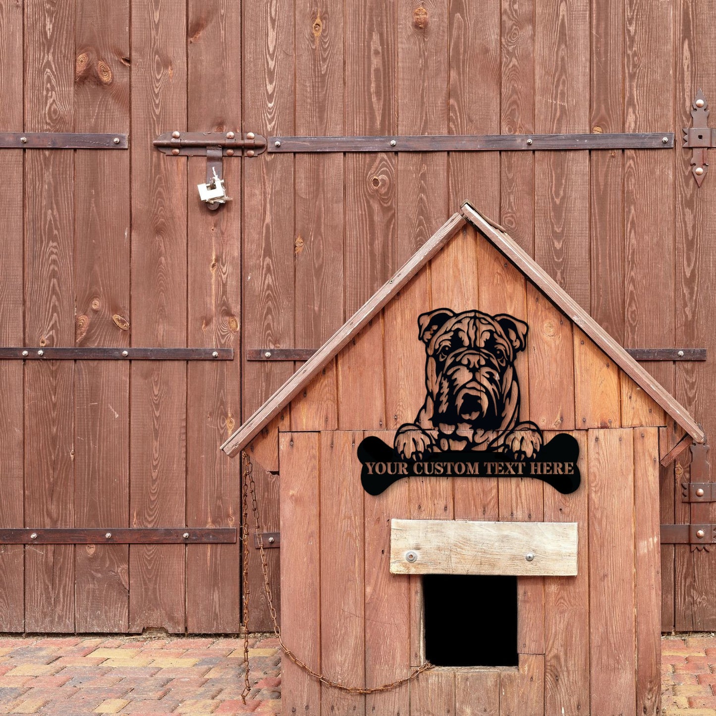 Personalized American Bulldog Name Metal Sign. Customizable Dog Owner Wall Decor Gift. American Bulldog Portrait Yard Sign. Dog House Name Sign