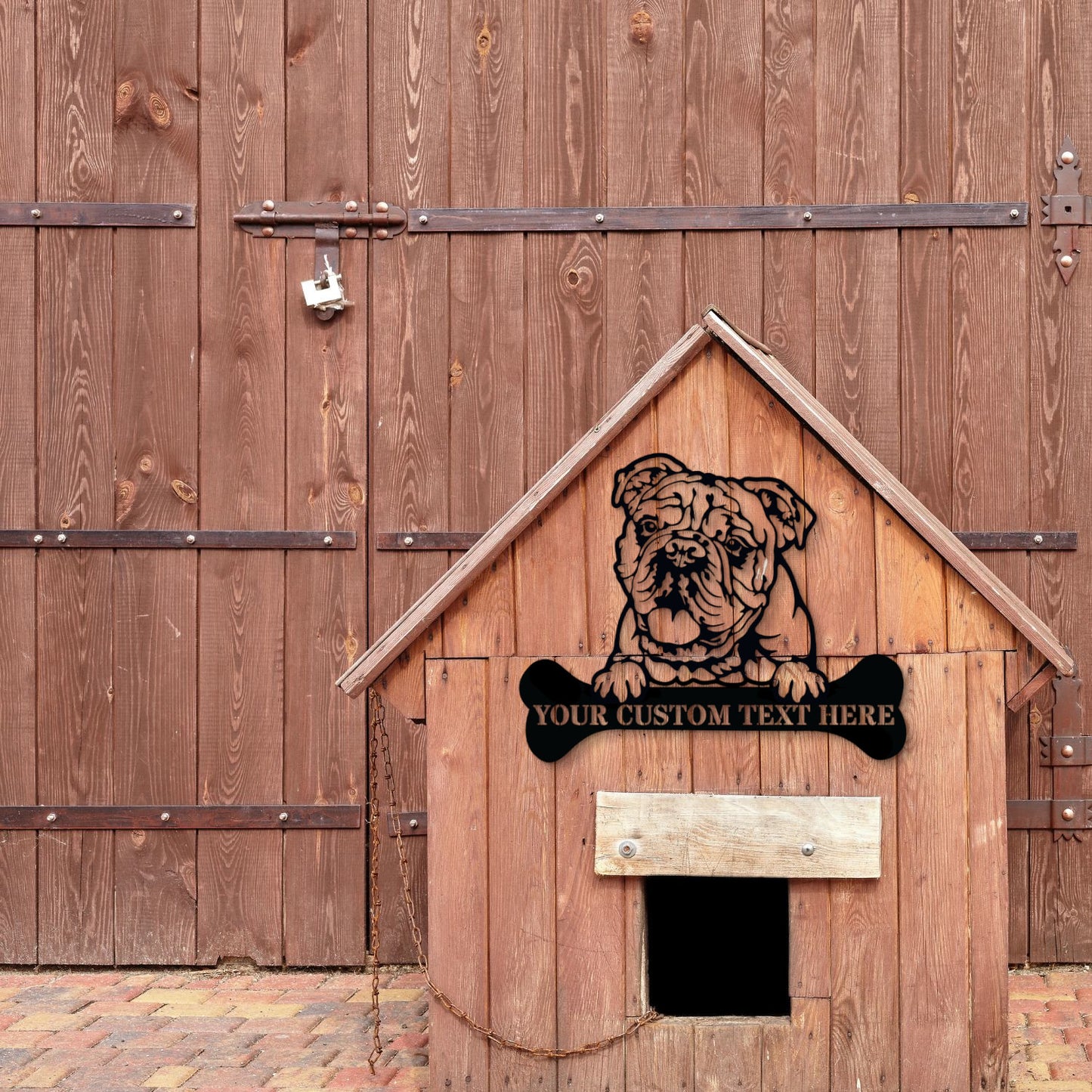 Personalized English Bulldog Name Metal Sign Gift. Customizable Dog Owner Wall Decor Gift. Bulldog Portrait Yard Sign. Dog House Name Sign