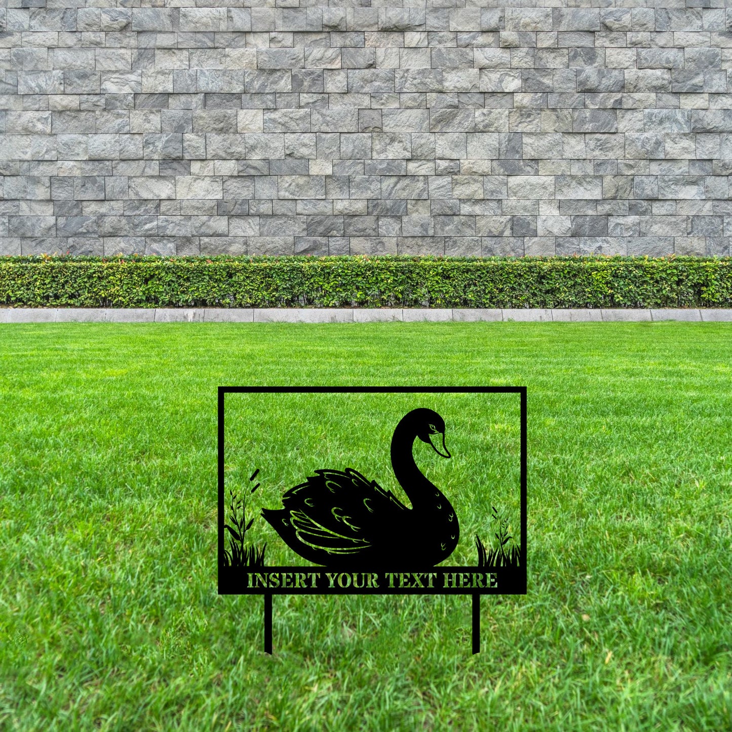 Personalized Swimming Swan Garden Metal Sign With Your Custom Text