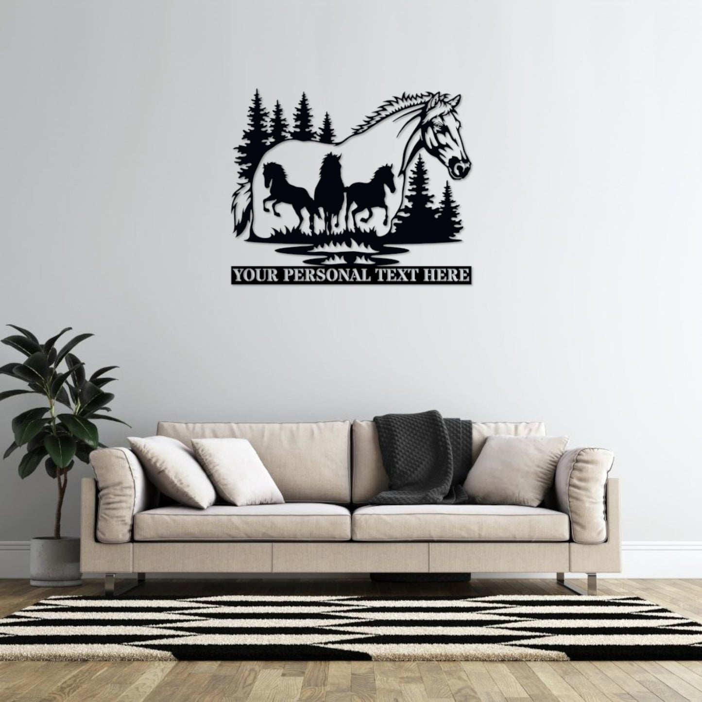 Personalized Horse Silhouette Name Metal Sign Gift. Custom Nature Wildlife Wall Decor. Horse Steel Sign Monogram, Horse Ranch Wall Hanging
