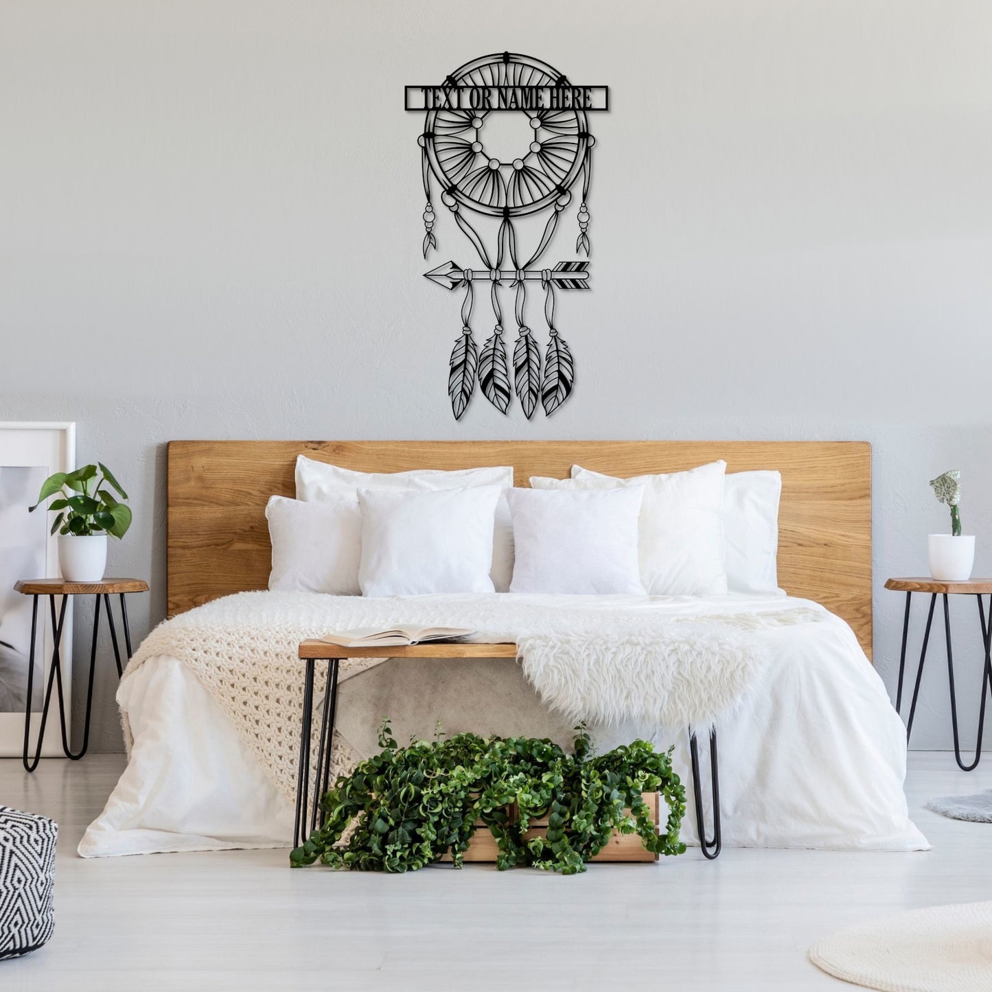 Personalized Dreamcatcher Arrow Black Metal Sign With Your Custom Text