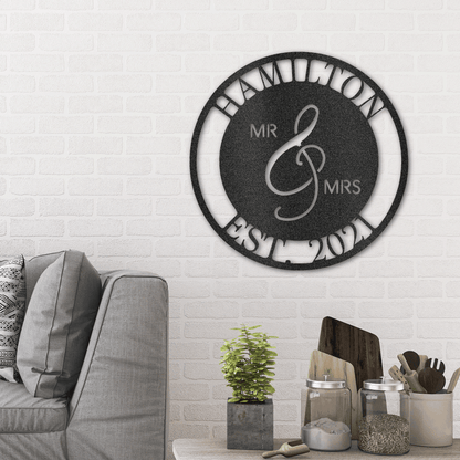 Personalized Circle Mr. & Mrs. - Custom Multicolor Steel Sign