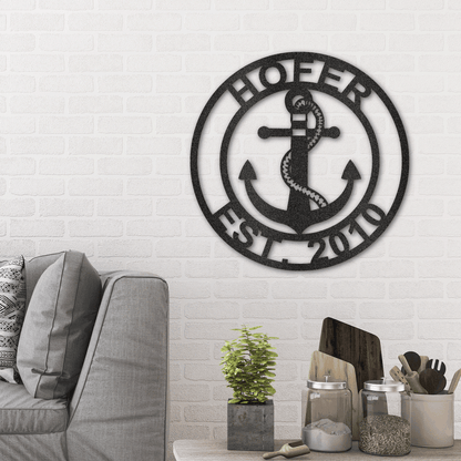 Personalized Anchor Family Name Steel Sign With Your Custom Texts