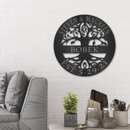 Personalized Elaborate Tree Of Life - Custom Multicolor Steel Sign