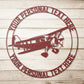 Personalized Biplane Name Metal Sign - Airplane Steel Sign Monogram Gift - Custom personalizable Pilot Name Sign - Pilot Aviator Gifts