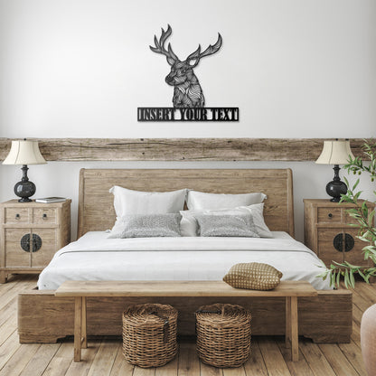 Deer Head Mandala Personalized Metal Wall Sign