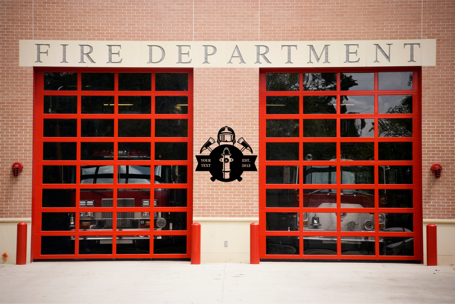Firefighter Axe & Helmet Personalized Metal Sign - Custom Firefighter Monogram Wall Decor