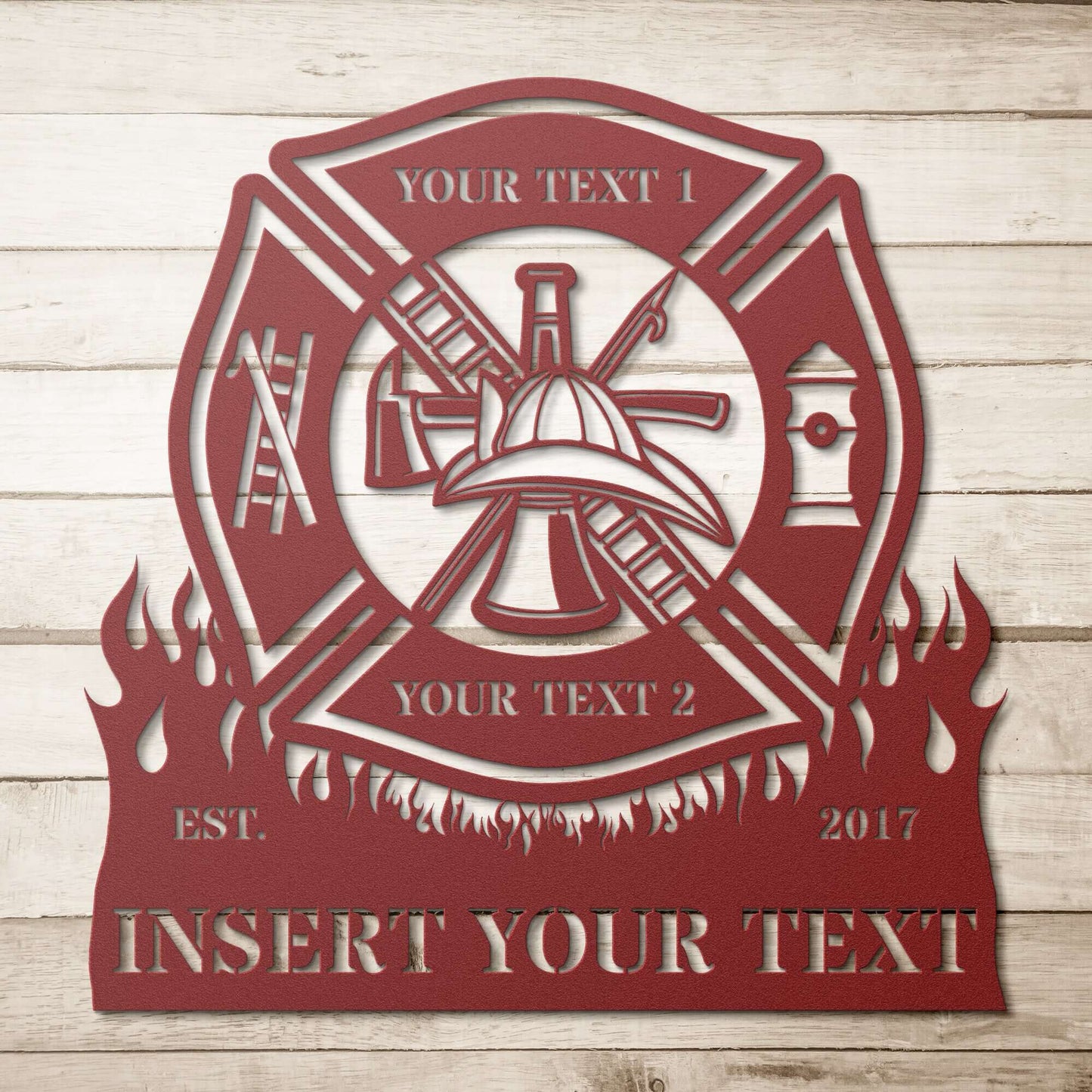 firefighter Gifts, firefighter wall decor, firefighter metal sign, firefighter dad, gift for firefighter, firefighter decoration, firefighter truck, firefighter life, firefighter steel sign, firefighter  monogram, proud firefighter, firefighter heroFirefighter Personalized Maltese Cross Red Metal Sign With Your Custom Text