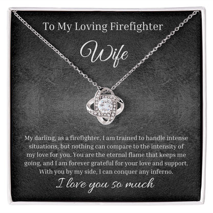 Love Knot Necklace Jewelry Box Gift To My Darling Firefighter Wife.