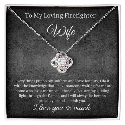 Love Knot Necklace With Jewelry Box Gift To My Firefighter Wife.