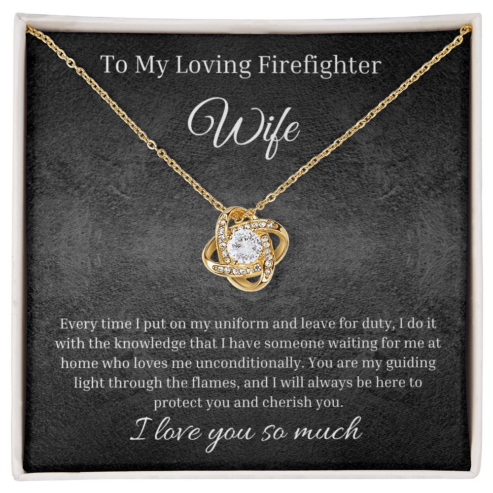 Love Knot Necklace With Jewelry Box Gift To My Firefighter Wife.3
