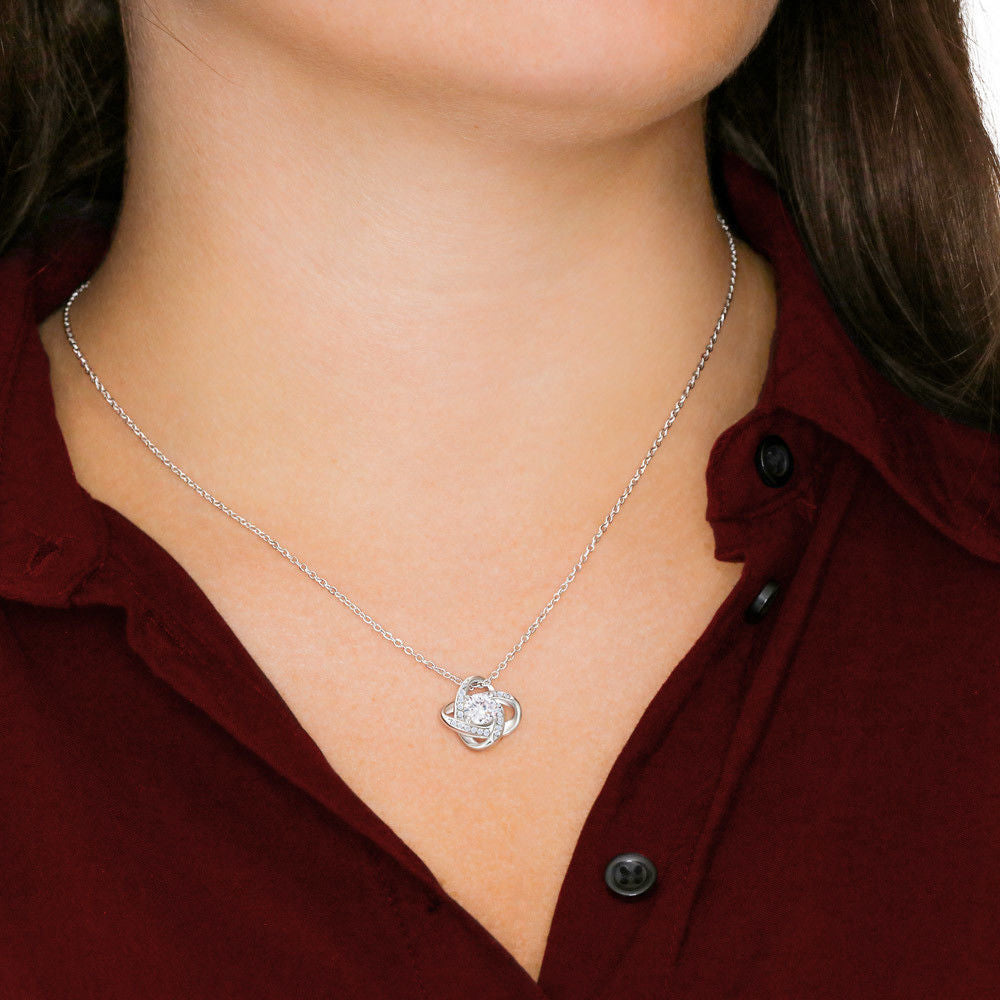 Love Knot Necklace With Message Card And LED Jewelry Box For Teacher Wife 2