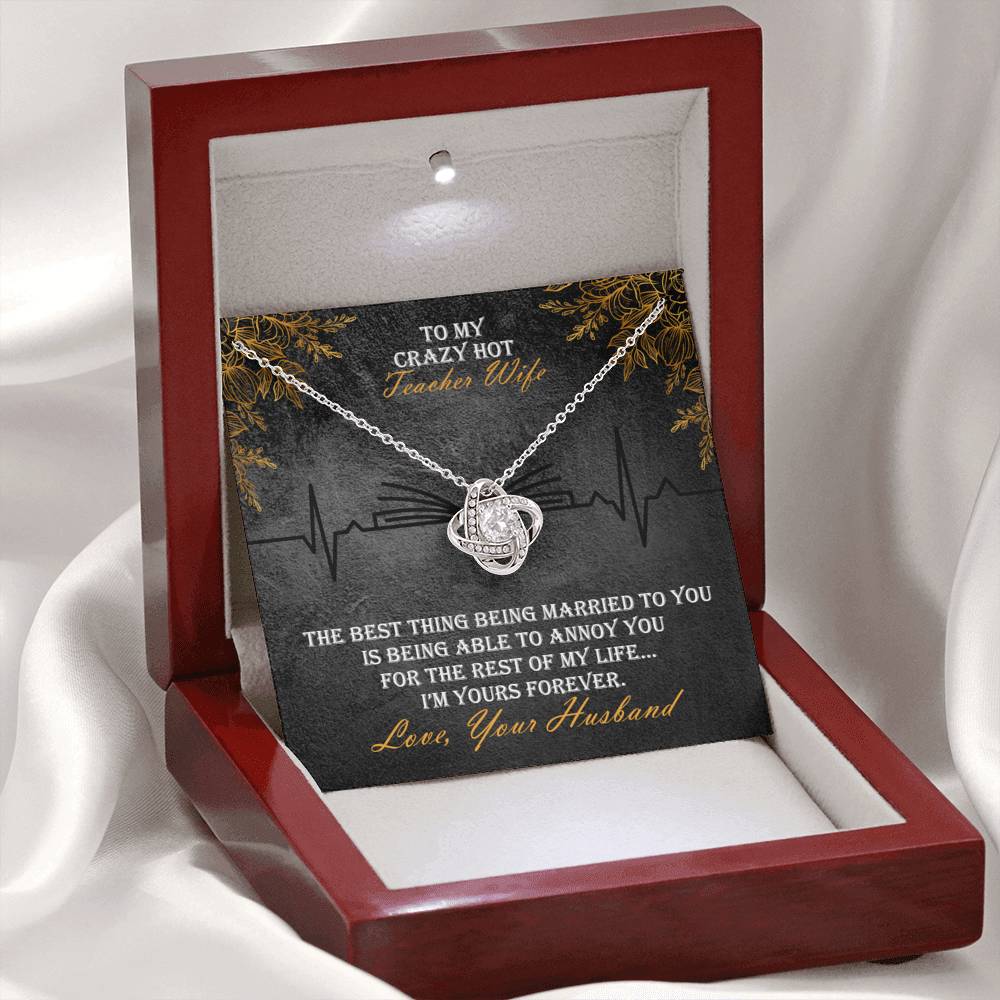 Love Knot Necklace With Message Card And LED Jewelry Box For Teacher Wife 4