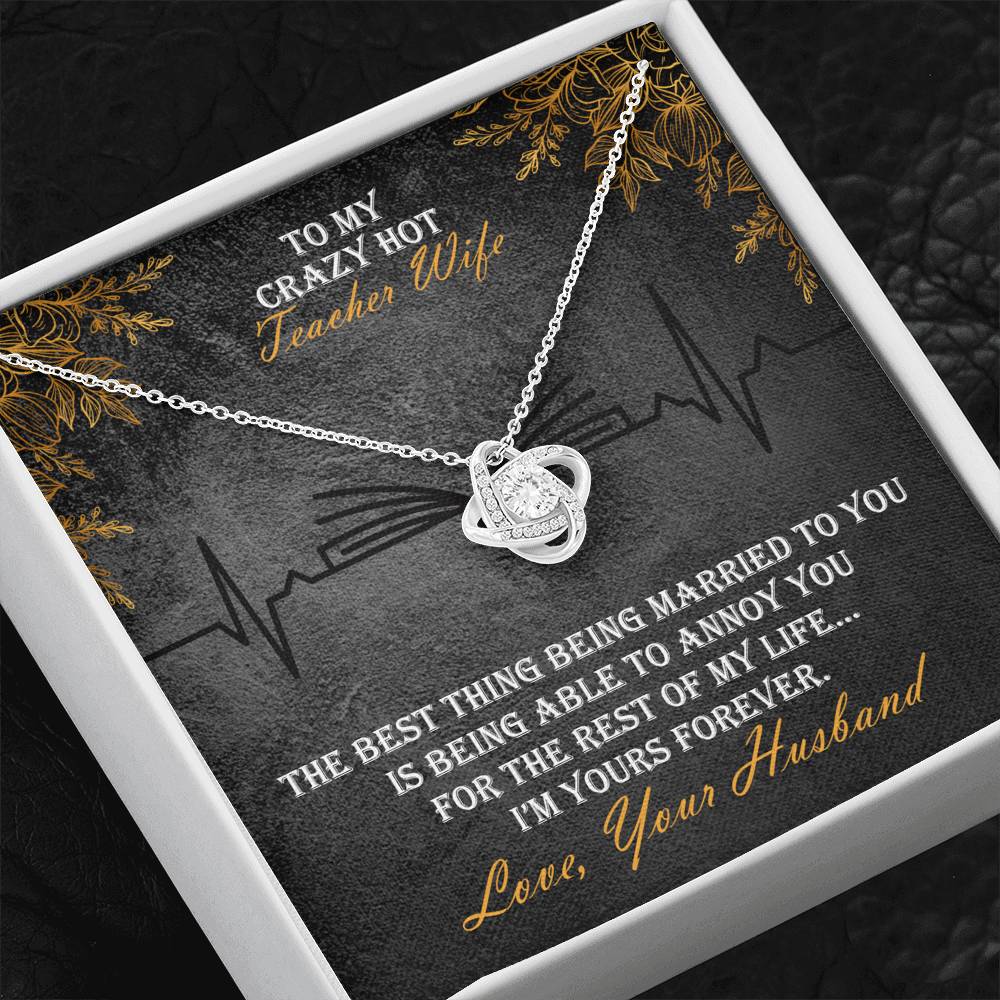 Love Knot Necklace With Message Card And LED Jewelry Box For Teacher Wife 5