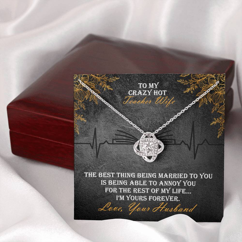 Love Knot Necklace With Message Card And LED Jewelry Box For Teacher Wife 6