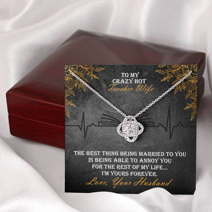 Love Knot Necklace With Message Card And LED Jewelry Box For Teacher Wife 6