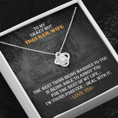Love Knot Necklace With Message Card And LED Jewelry Box For Trucker Wife