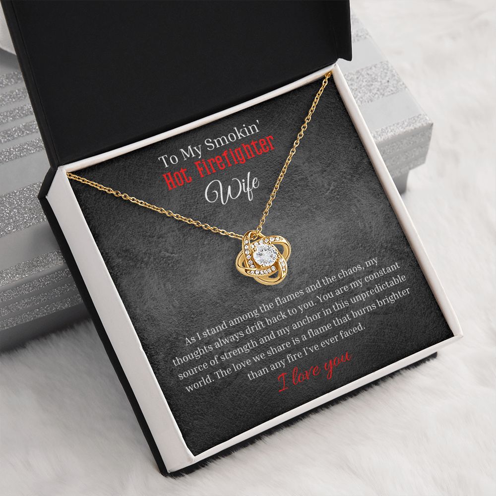 Love Knot Necklace With Message Card And LED Jewelry Box To My Smokin' Hot Firefighter. 4