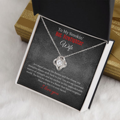 Love Knot Necklace With Message Card And LED Jewelry Box To My Smokin' Hot Firefighter. 5