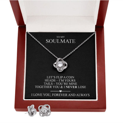 Love knot necklace earrings and necklace gift for your wife with funny message card and luxury LED jewelry box1