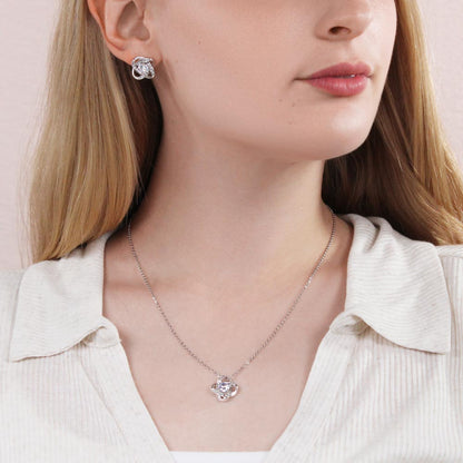 Love knot necklace earrings and necklace gift for your wife with funny message card and luxury LED jewelry box2