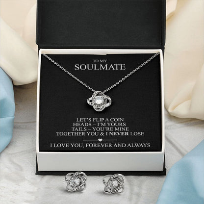 Love knot necklace earrings and necklace gift for your wife with funny message card and luxury LED jewelry box3