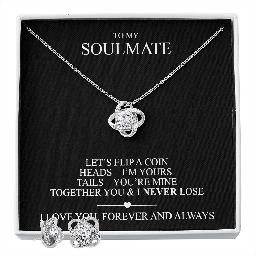 Love knot necklace earrings and necklace gift for your wife with funny message card and luxury LED jewelry box4