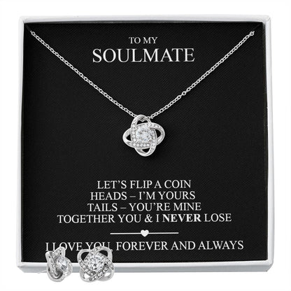 Love knot necklace earrings and necklace gift for your wife with funny message card and luxury LED jewelry box4