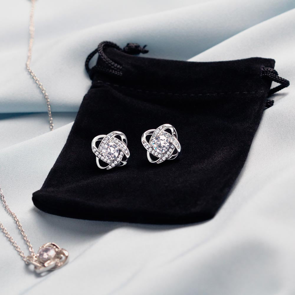 Love knot necklace earrings and necklace gift for your wife with funny message card and luxury LED jewelry box6