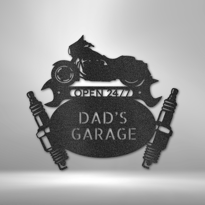 Personalized Mancave Motorcycle Metal Sign - Custom Multicolor Motorbike Shop Steel Sign