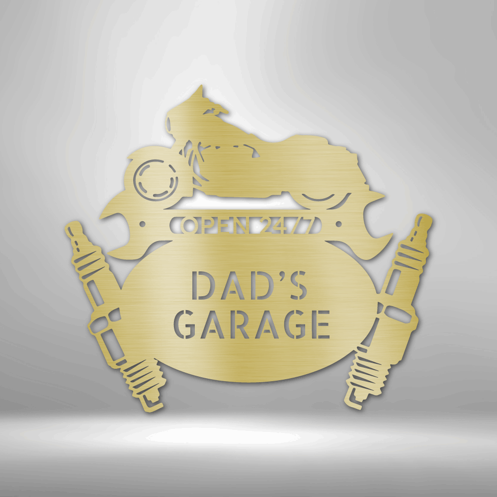 Personalized Mancave Motorcycle Metal Sign - Custom Multicolor Motorbike Shop Steel Sign