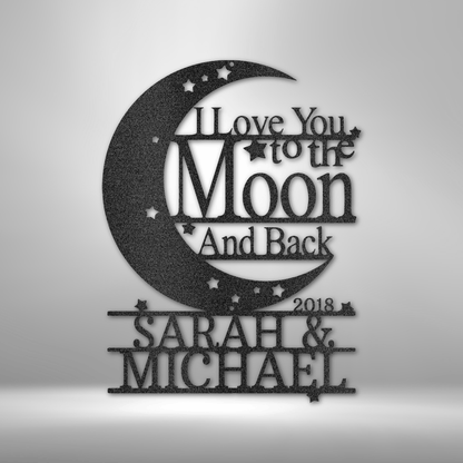 Personalized To The Moon And Back Monogram - Custom Multicolor Steel Sign