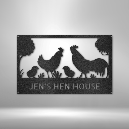 Personalized Hen House Name Monogram - Custom Multicolor Steel Sign