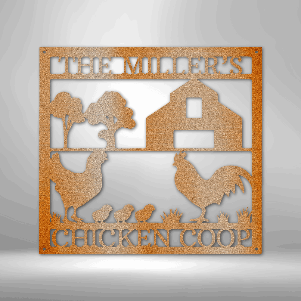 Personalized Chicken Coop Monogram - Custom Multicolor Farmhouse Steel Sign