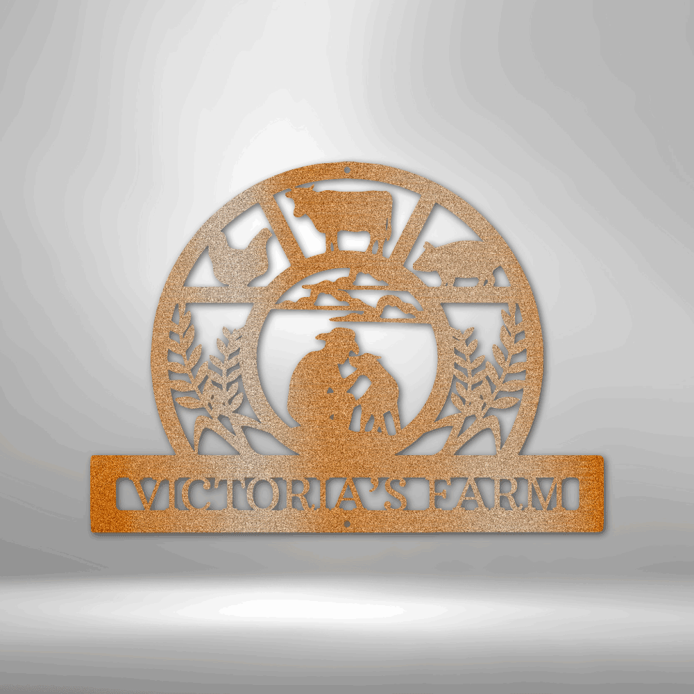 Personalized Wheat Field Circle Monogram - Custom Multicolor Steel Sign
