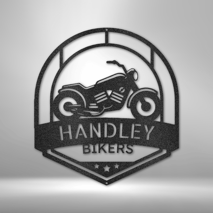 Personalized Classic Motorcycle Monogram - Custom Motorbike Steel Sign
