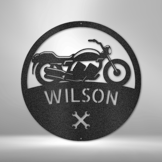 Personalized Classic Biker Metal Sign - Custom Motorcycle Shop Steel Sign