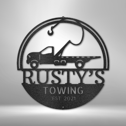 Personalized Tow Truck Metal Sign - Custom Multicolor Trucker Steel Sign