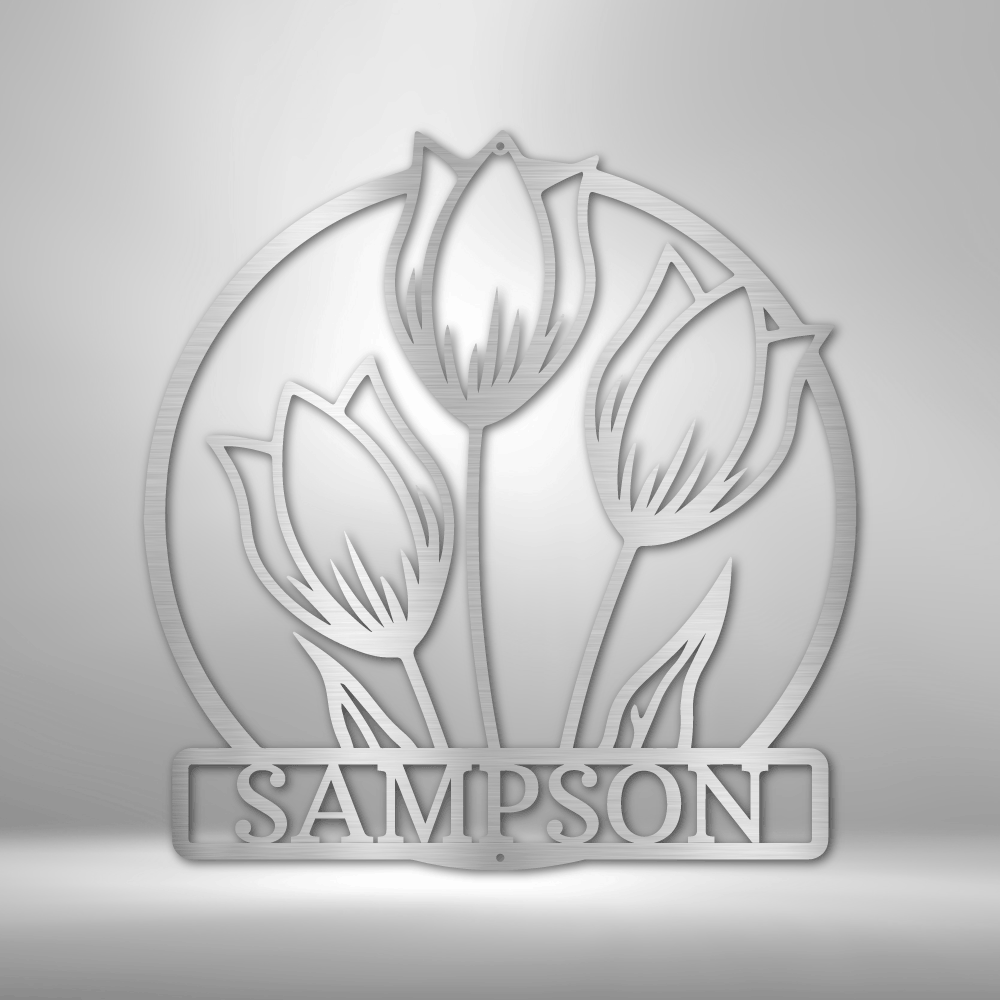 Personalized Tulip Monogram - Custom Multicolor Steel Sign