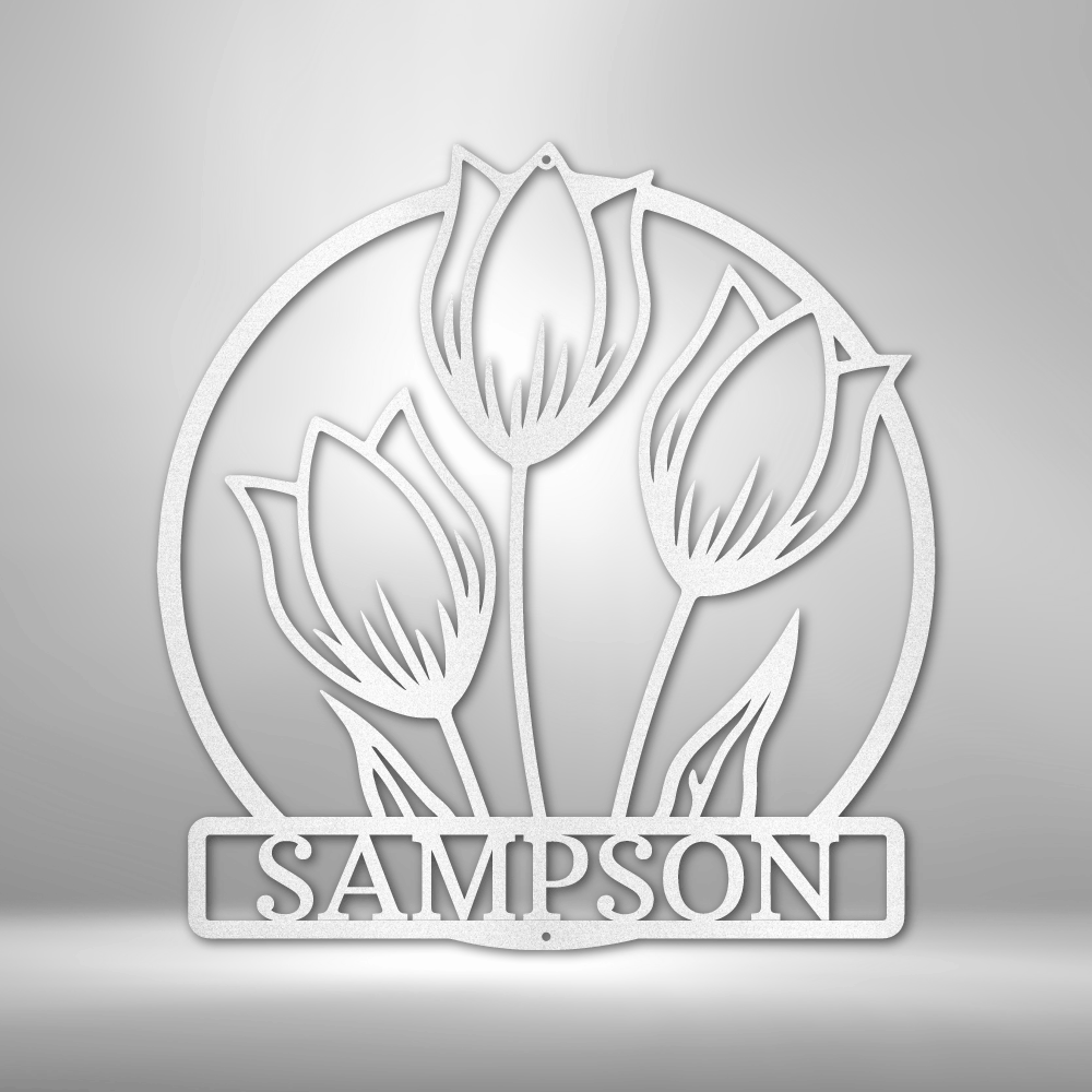 Personalized Tulip Monogram - Custom Multicolor Steel Sign