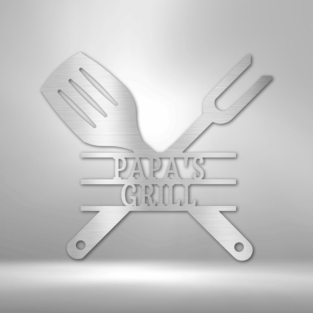 Personalized Grilling Utensils Name Monogram - Custom Multicolor BBQ Steel Sign