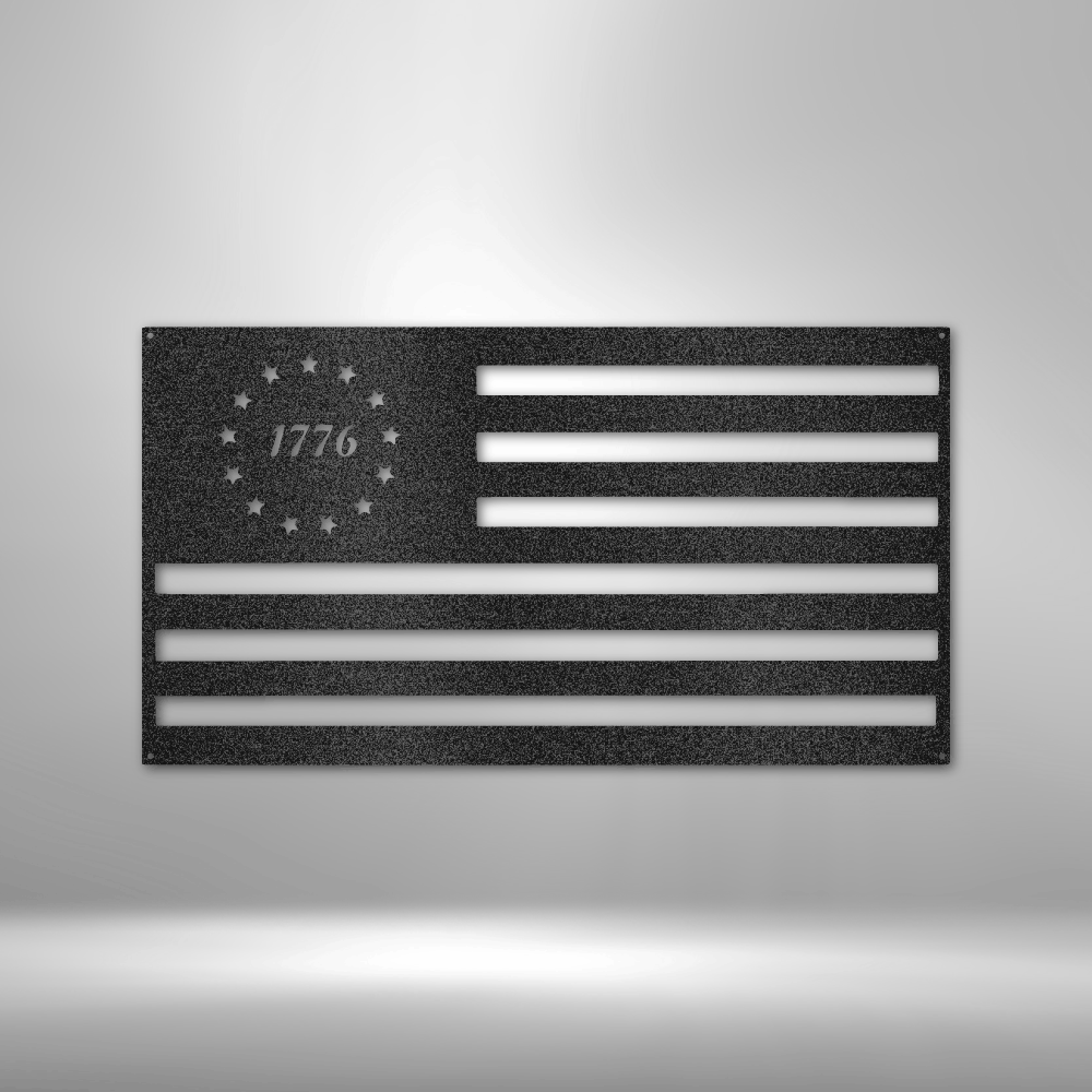 American 1776 Flag Metal Sign - Multicolor US Freedom Steel Sign
