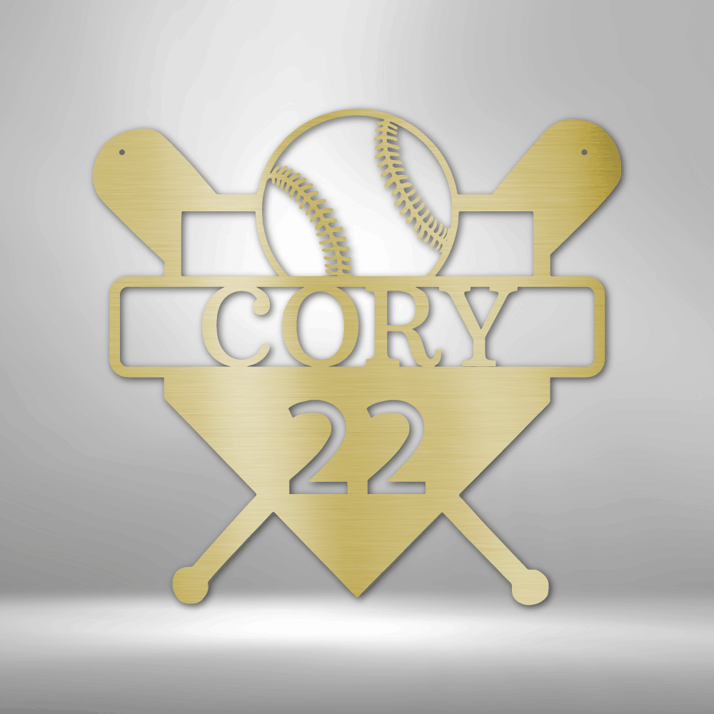 Simple Metal Baseball Sign Personalized Baseball Number And Name Metal Sign - Custom Baseball Ste ...