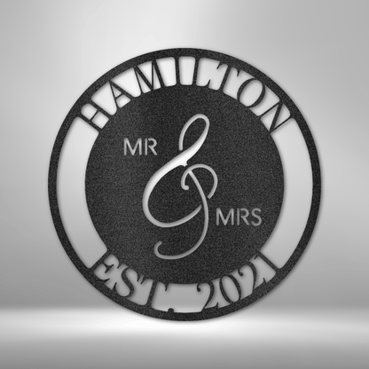 Personalized Circle Mr. & Mrs. - Custom Multicolor Steel Sign