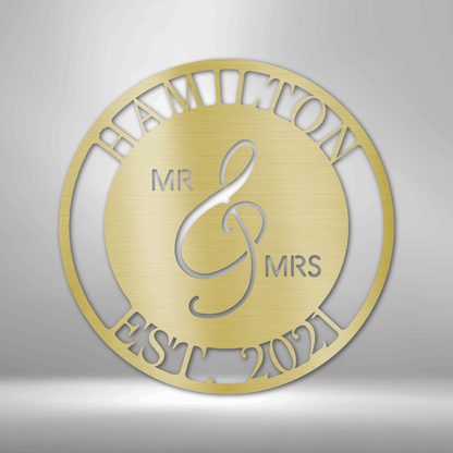 Personalized Circle Mr. & Mrs. - Custom Multicolor Steel Sign