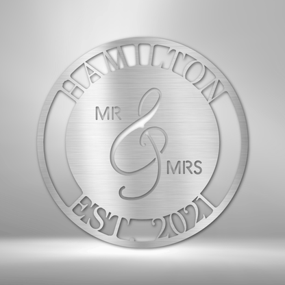 Personalized Circle Mr. & Mrs. - Custom Multicolor Steel Sign