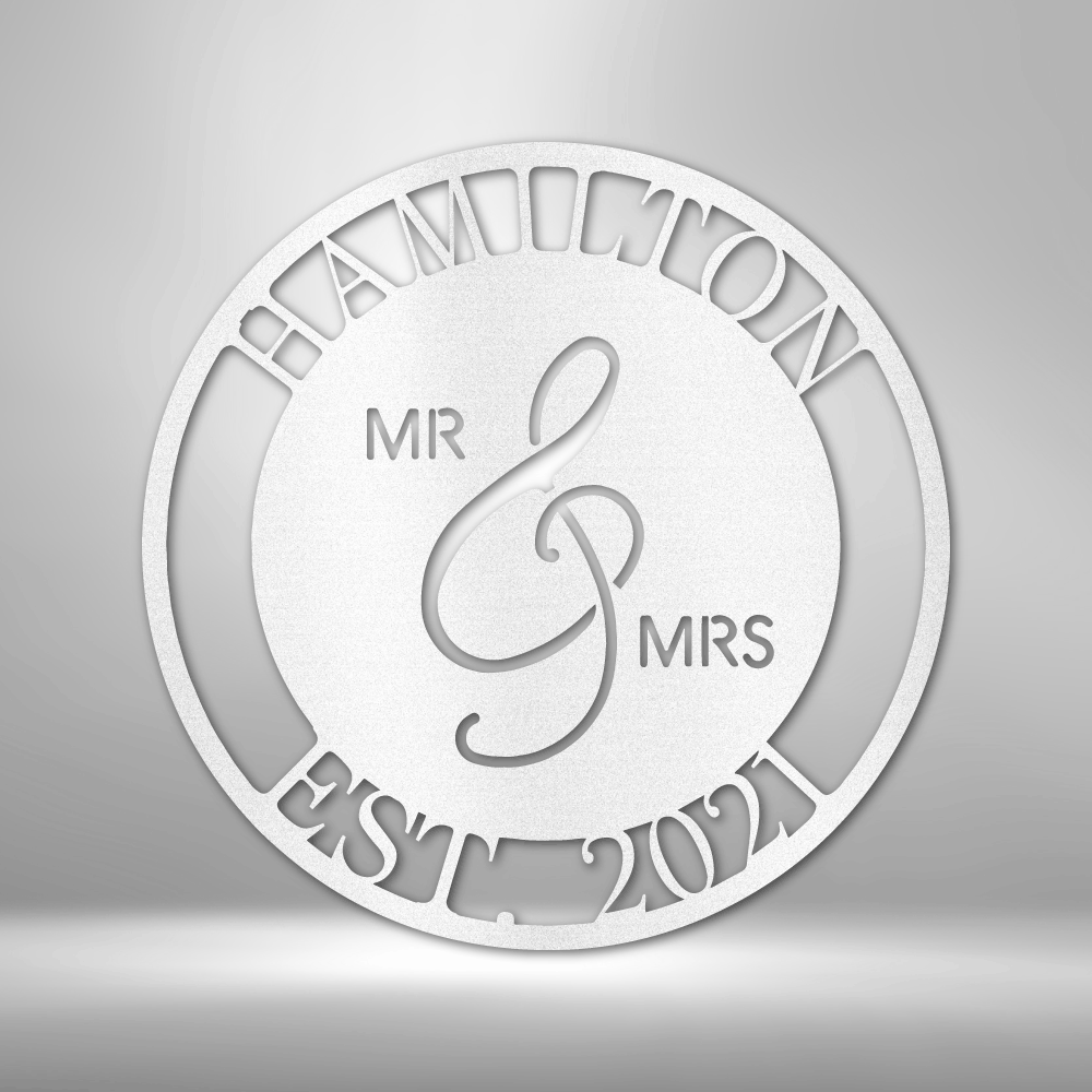 Personalized Circle Mr. & Mrs. - Custom Multicolor Steel Sign